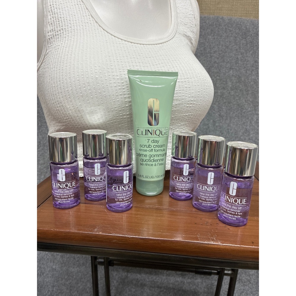 Clinique 7 Day Scrub Cream 3.4oz & 6x Take The Day Off Makeup Remover 1oz Set